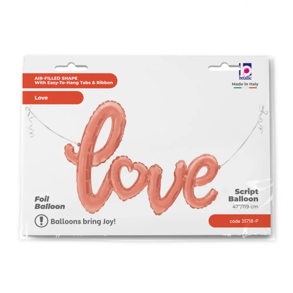 Balon Folie Script Love Rose Gold (AER) 119 cm GRABO