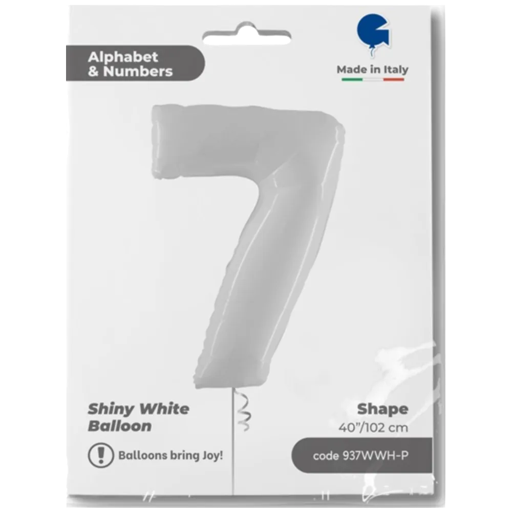 Balon Folie Jumbo CIFRA 7 Shiny White 102 cm Grabo