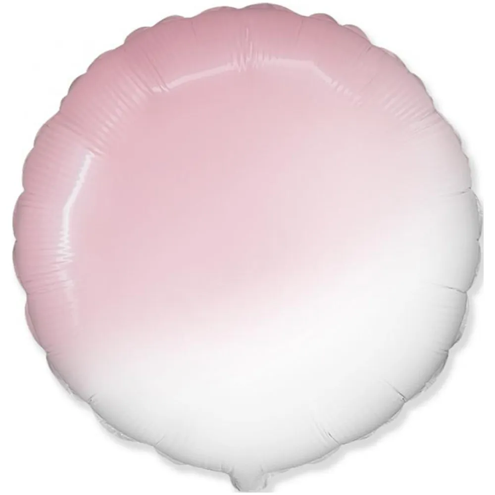Balon Folie Rotund Ombre Alb-Roz 45cm