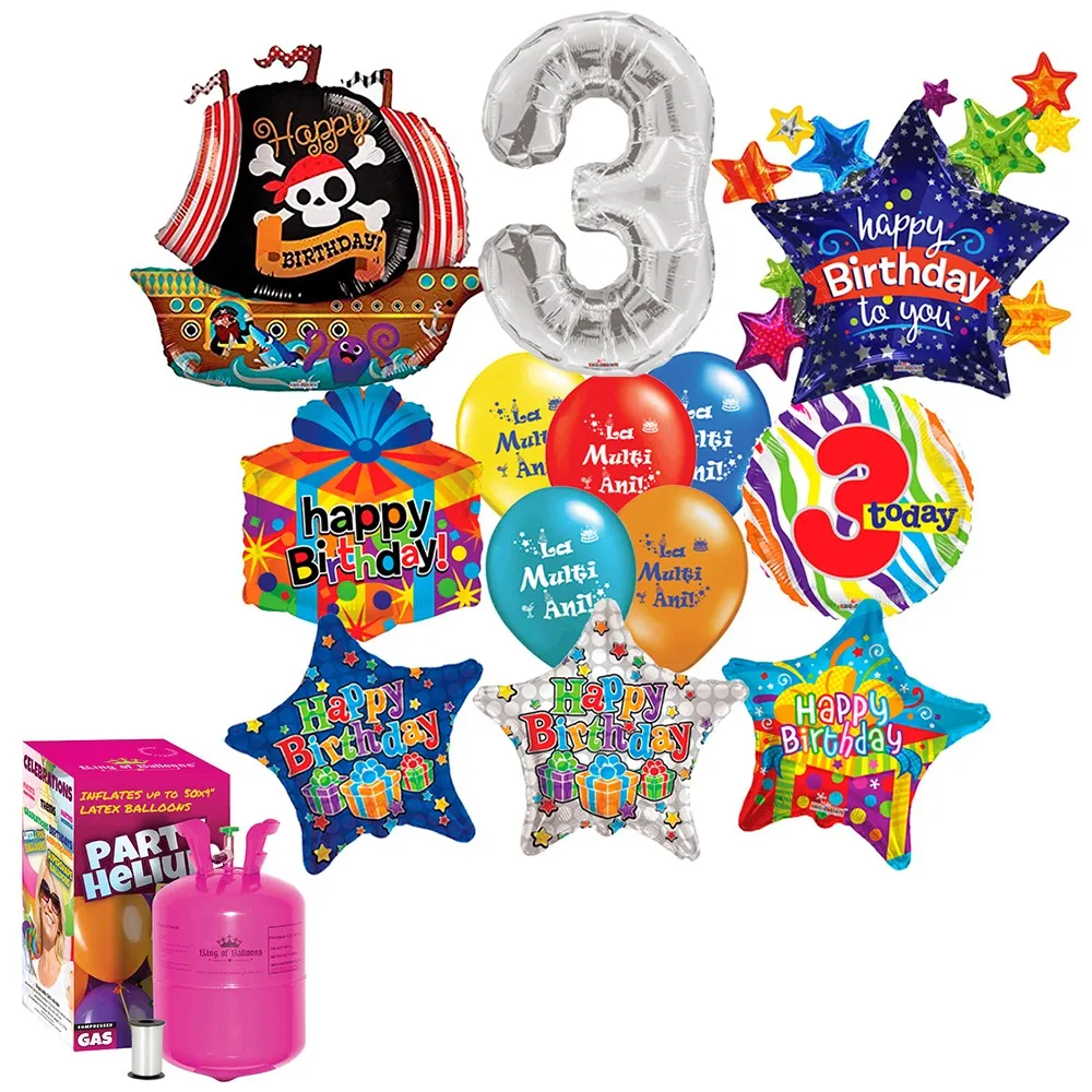 Pachet Baloane Aniversare 3 ani Baietel (cu butelie) - 2018156