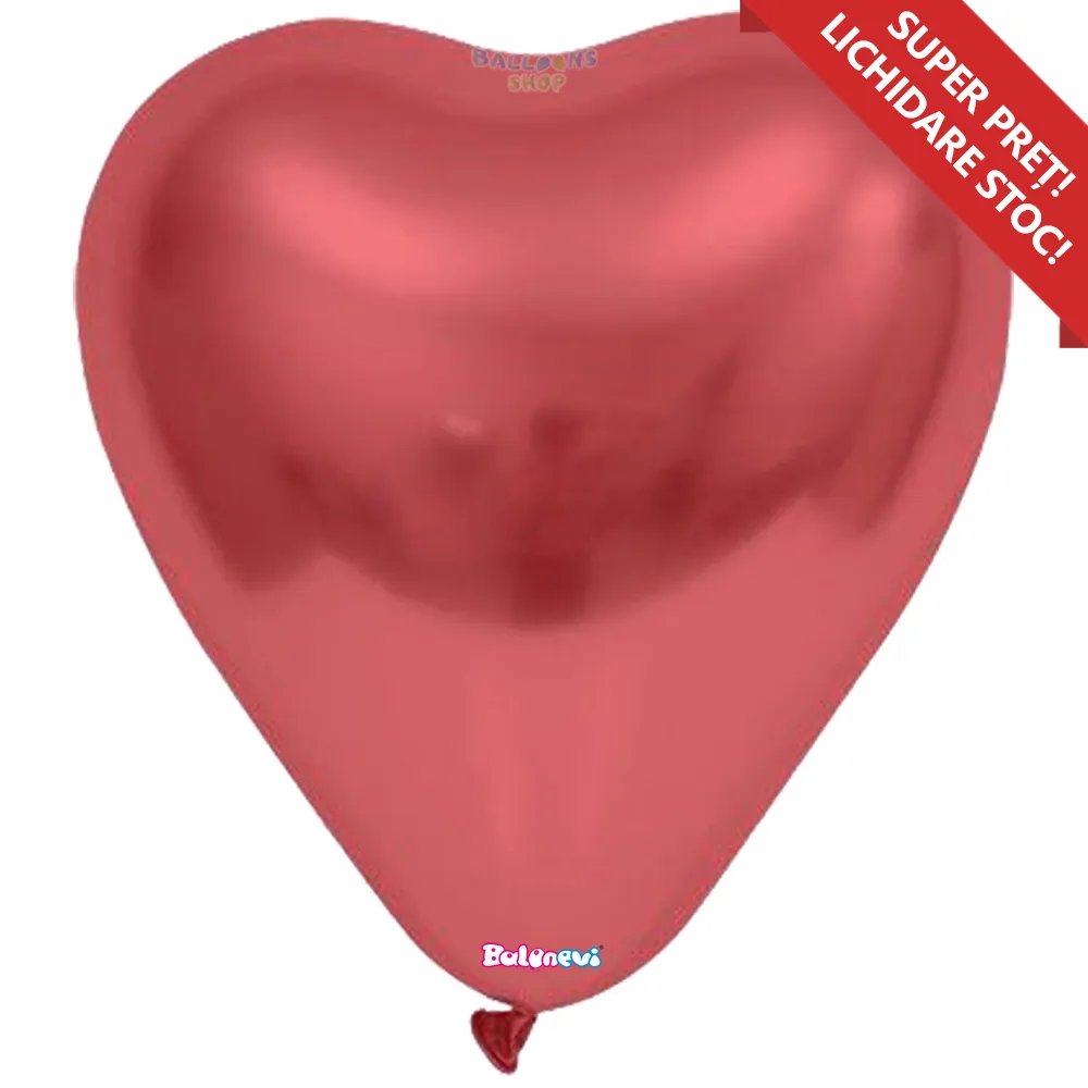 Baloane Latex Inima 30cm Chrome Rosu -03K