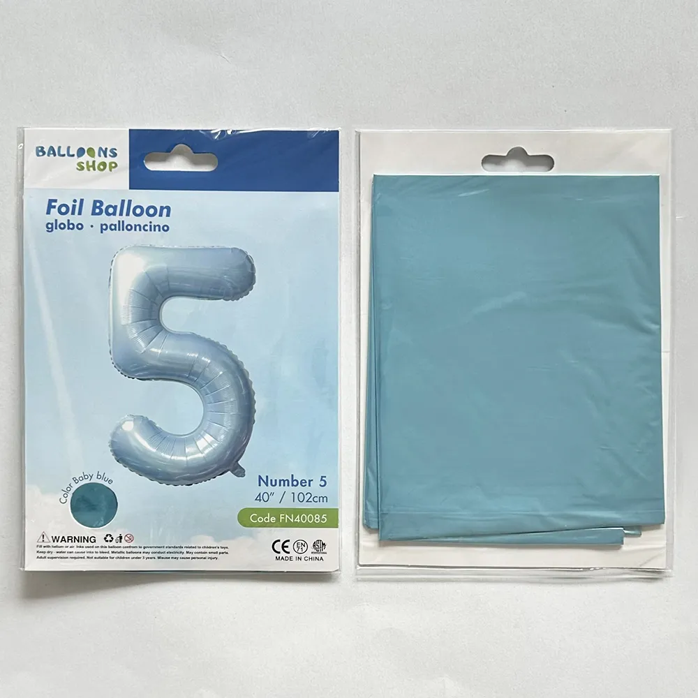 Balon Folie Cifra 5 Baby Blue 87cm