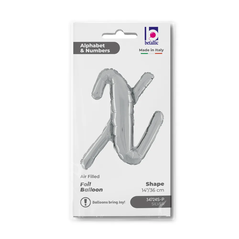 Balon Folie LITERA (AER) SCRIPT X Argintiu 35 cm Grabo