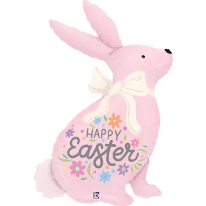 Balon Folie Figurina Happy Easter Iepuras Roz 81cm