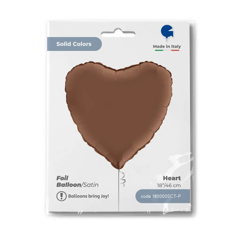 Balon Folie Inima Satin Chocolate 46 cm Grabo