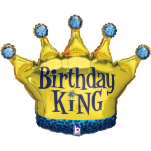 Balon Folie Figurina Coroana Birthday King 76cm