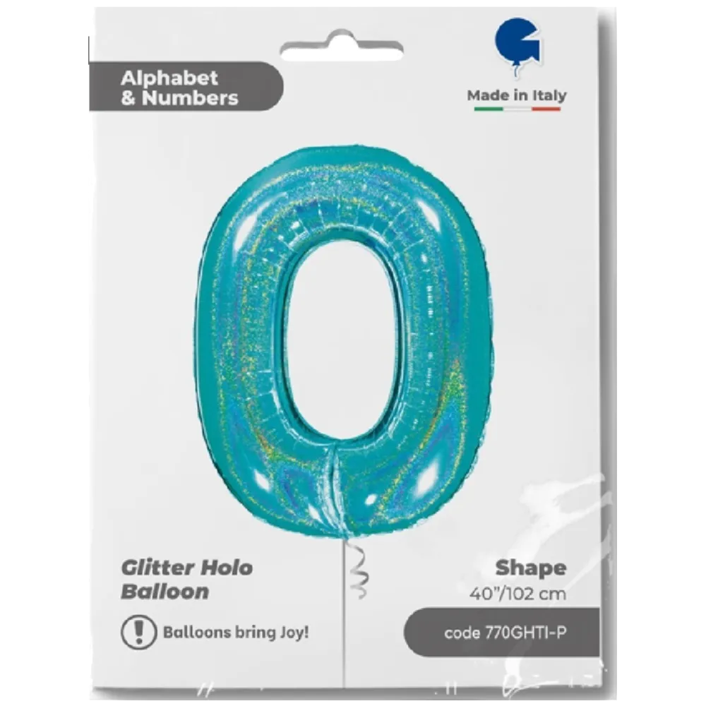 Balon Folie Jumbo CIFRA 0 Tiffany Glitter 102 cm Grabo