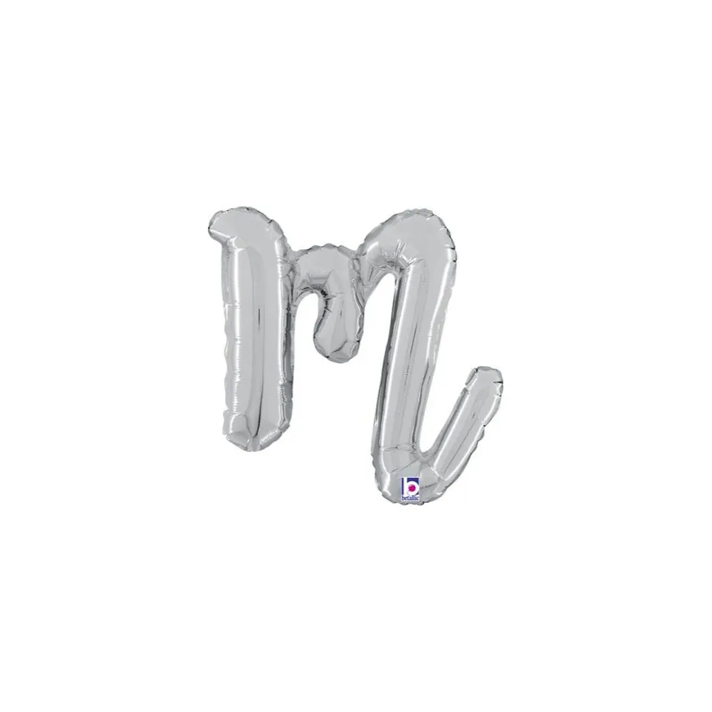 Balon Folie LITERA (AER) SCRIPT M Argintiu 35 cm Grabo