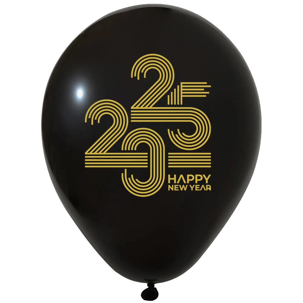 Set 12 Baloane 30cm Print Happy New Year 2025