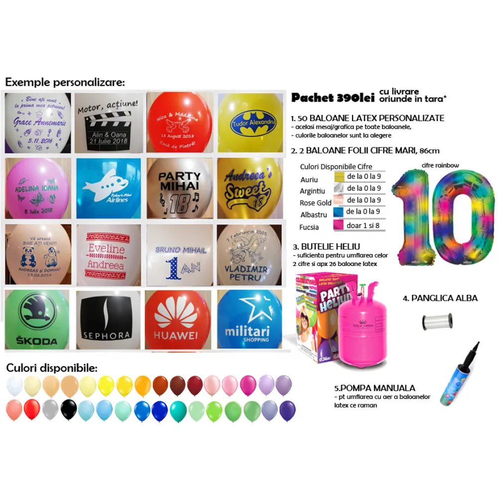 Pachet baloane personalizate + butelie MARE 2020402