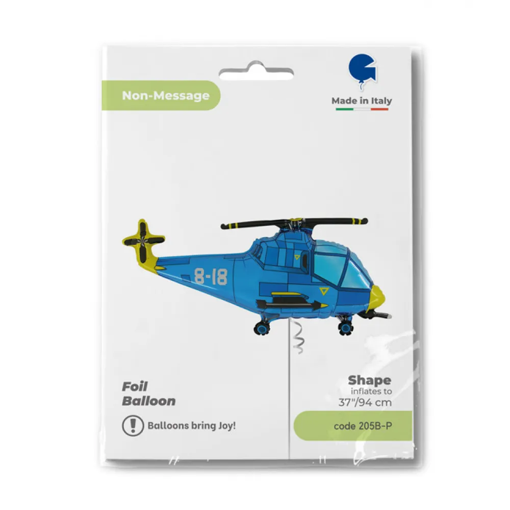 Balon Folie Figurina Elicopter Albastru 94 cm Grabo