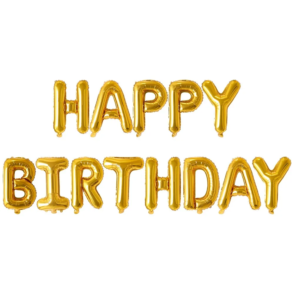 Set Baloane Folie Scris Happy Birthday Auriu
