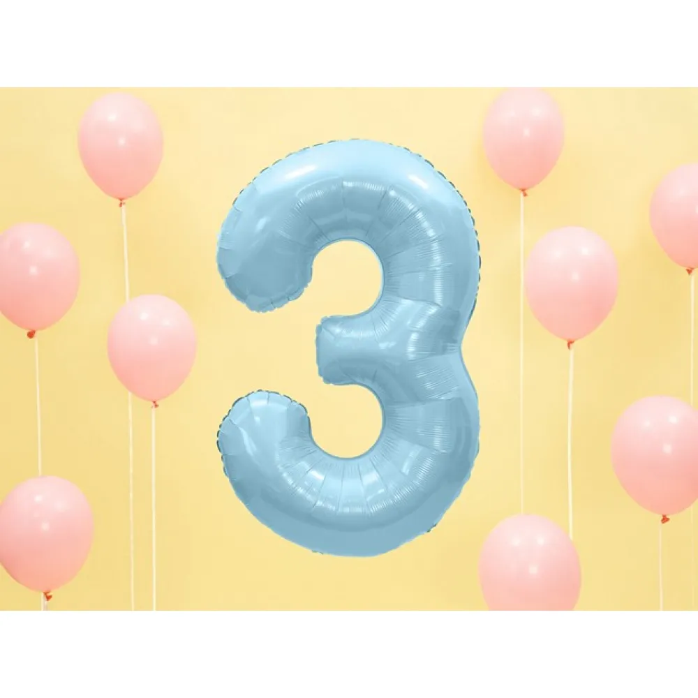 Balon folie cifra 3 Bleu 86 cm