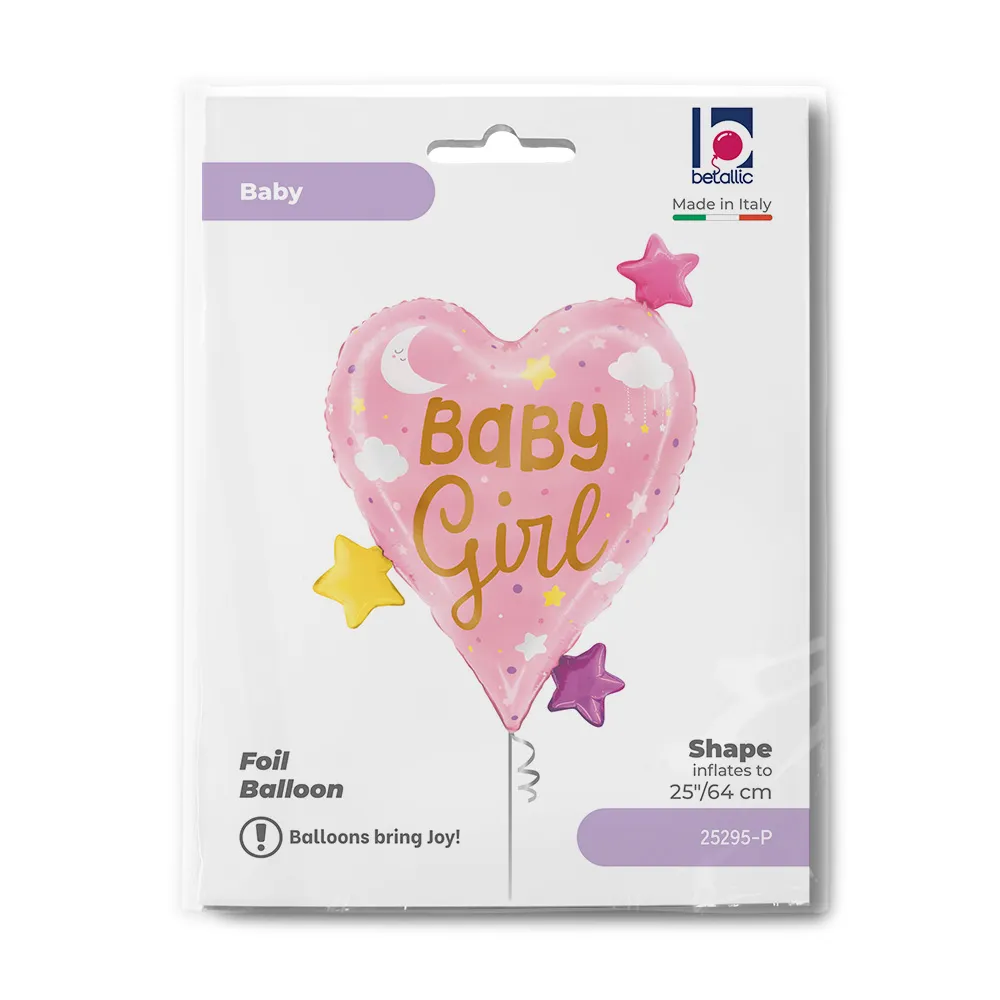 Balon Folie Inima Baby Girl Stelute 64cm