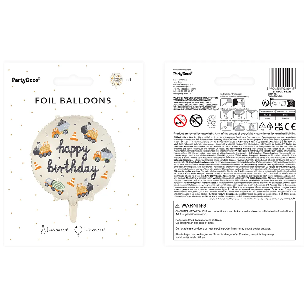 Balon Folie Happy Birthday Constructii 45cm