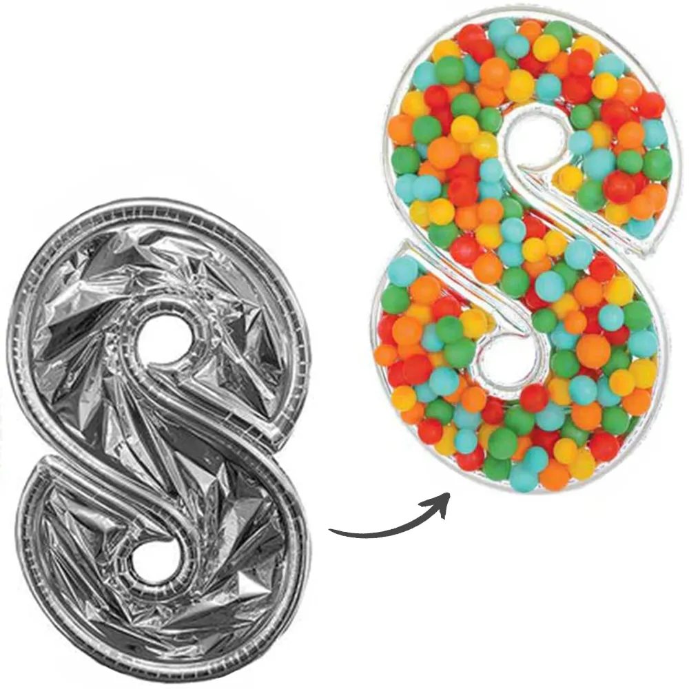 Balon Folie DIY Cifra 8 Argintiu 165cm