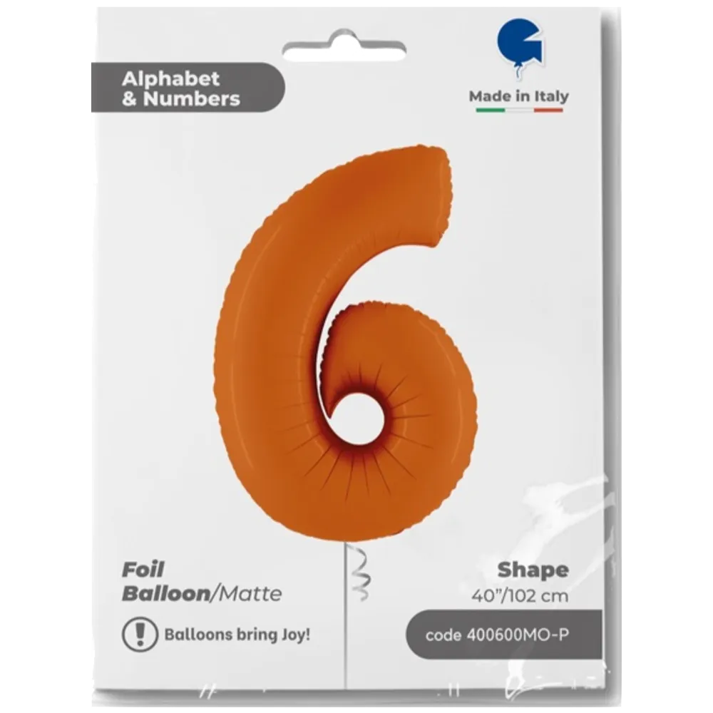 Balon Folie CIFRA 6 Portocaliu 102 cm Grabo