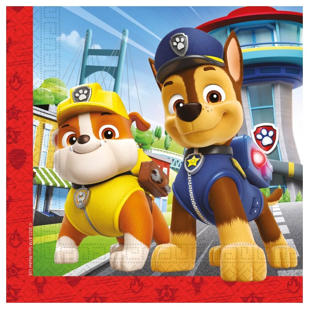Set 20 Servetele Hartie 33x33cm Patrula Catelusilor Rescue Heroes