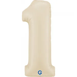 Balon Folie Cifra 1 Satin Cream 66cm