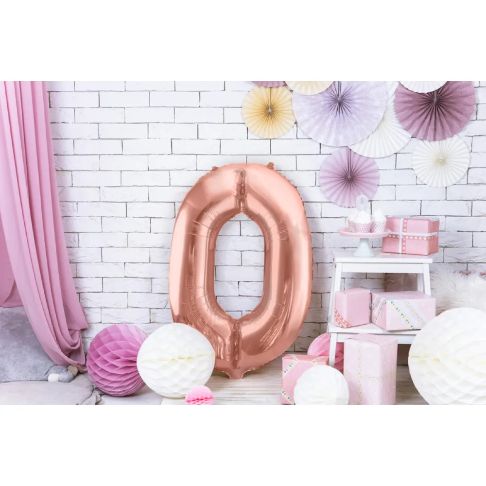 Balon folie cifra 0 Rose-Gold 86cm Party Deco