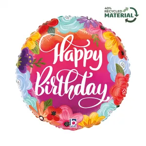 Balon Folie Happy Birthday Floricele 46cm