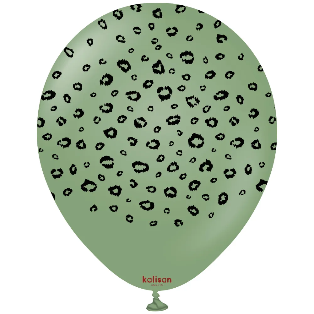 Baloane latex 30cm Safari Leopard - Eucalyptus Print - Black