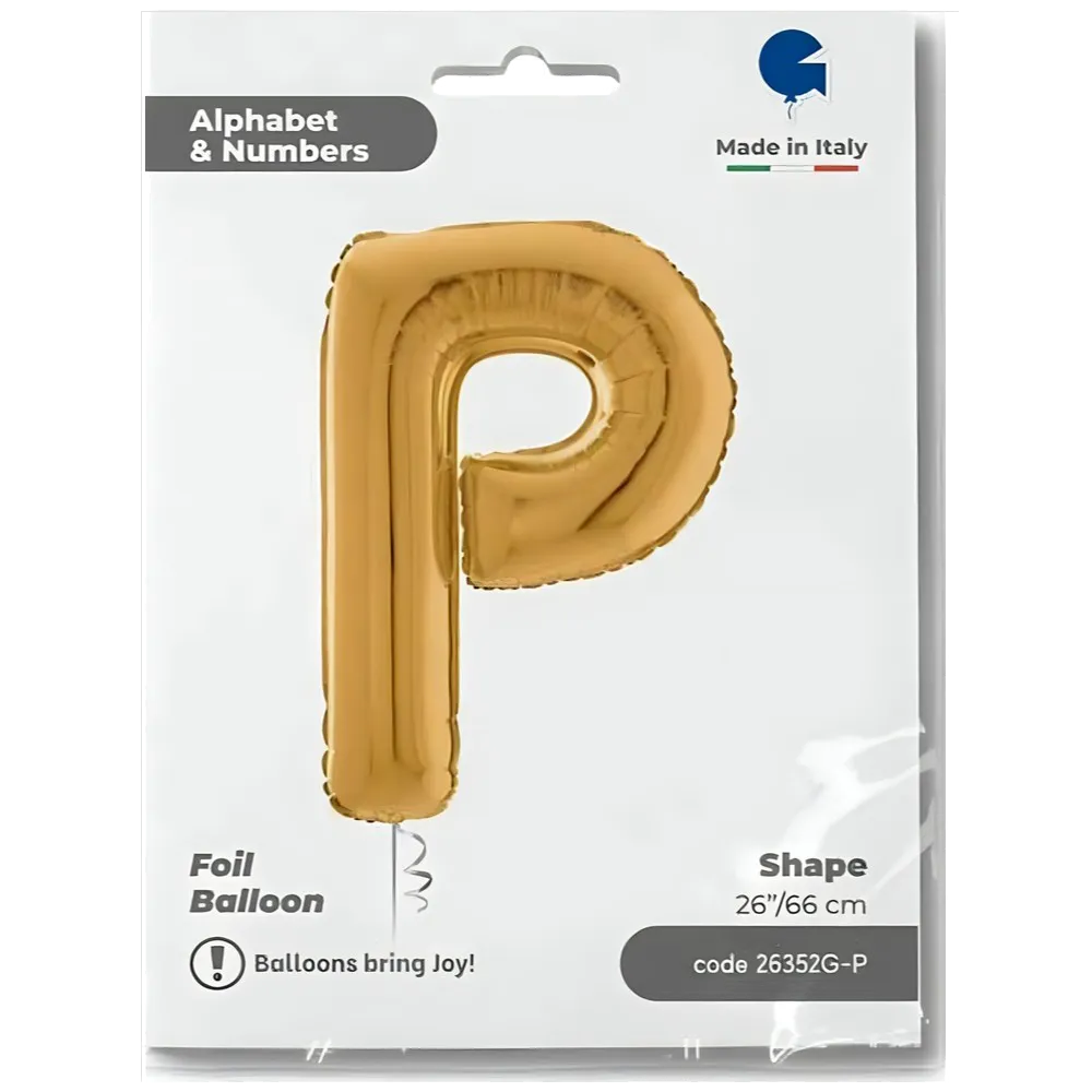 Balon Folie LITERA P Auriu 66 cm Grabo