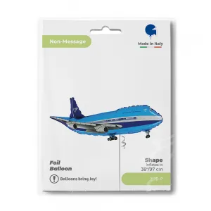 Balon Folie Figurina Avion Albastru 97cm Grabo