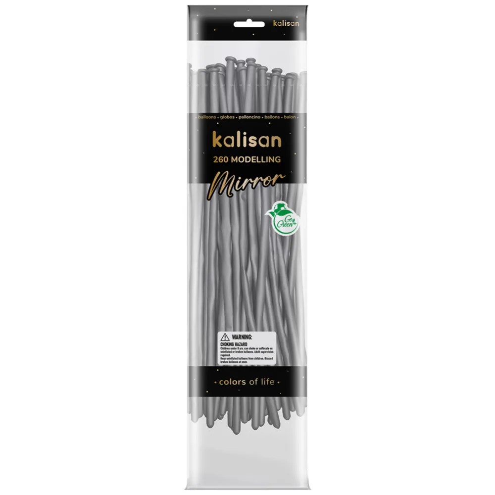 SET 50 Baloane Latex Modelaj Mirror Silver Nozzle Up 260M 5002