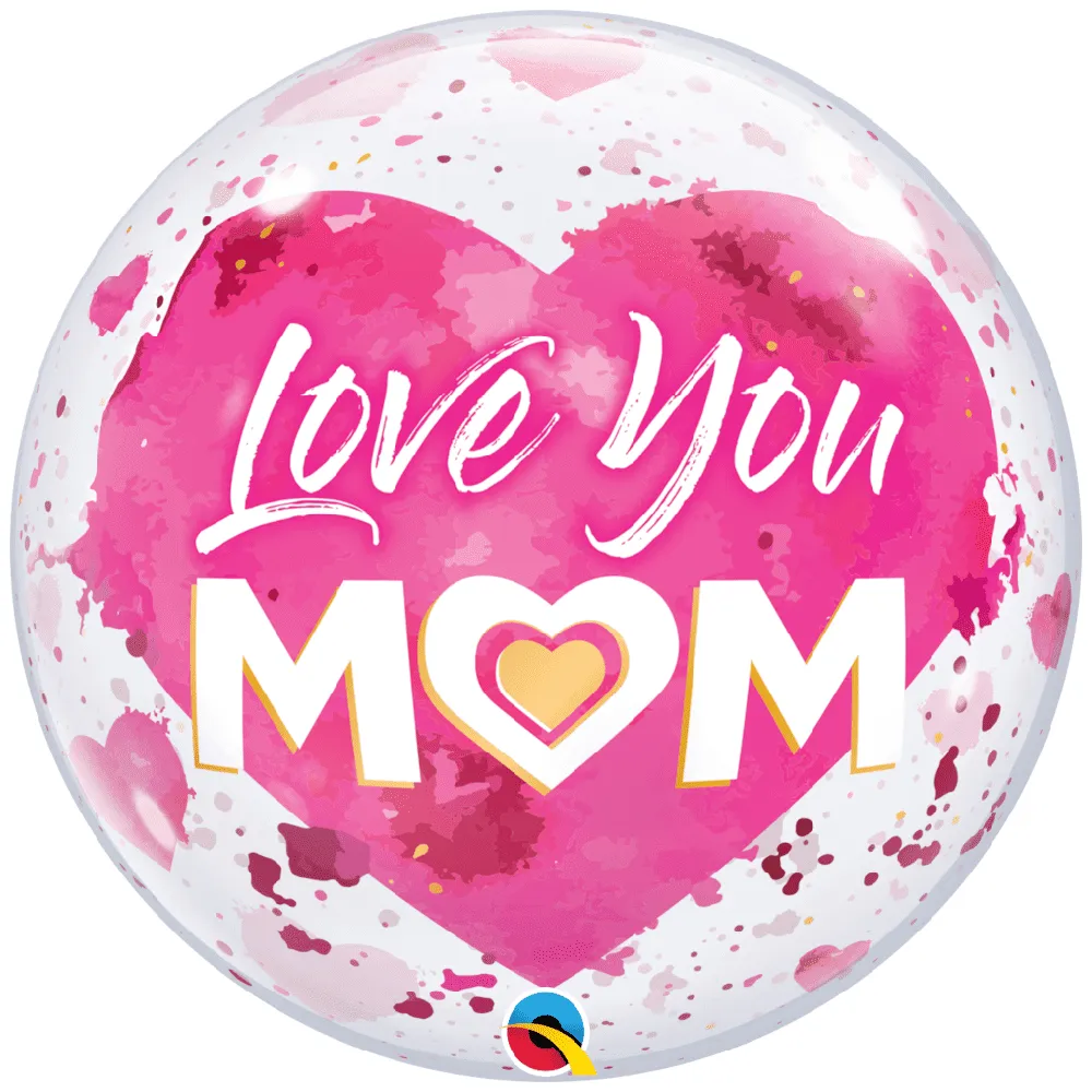 Deco Bubble I Love You Mom Inimioara Roz 22 inch - 55cm 82542 Qualatex
