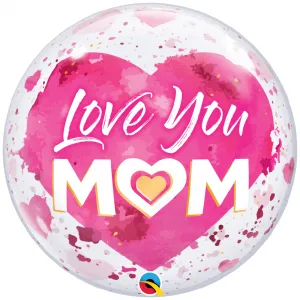 Deco Bubble I Love You Mom Inimioara Roz 22 inch - 55cm 82542 Qualatex