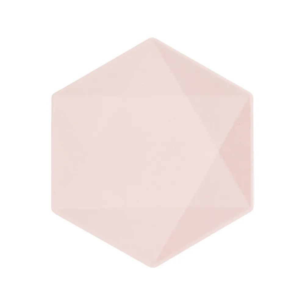 Set 6 Farfurii Hexagonale Roz Decor Vert 20.8x18.1cm 9918237
