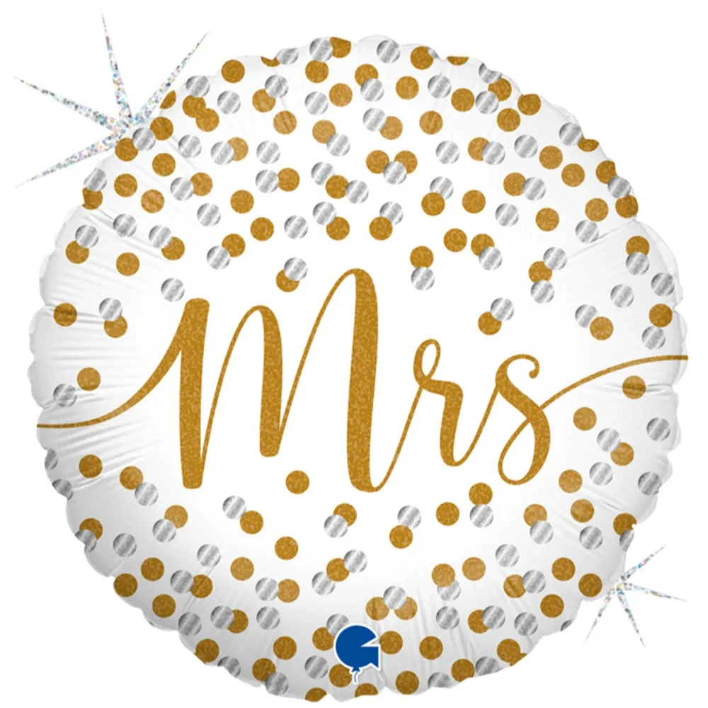 Balon Folie print confetti Mrs 46 cm Grabo
