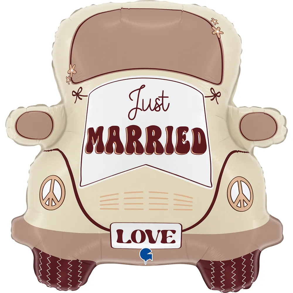 Balon Folie Figurina Masina Just Married 66cm