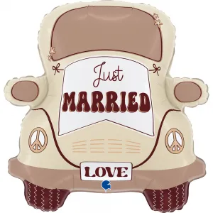 Balon Folie Figurina Masina Just Married 66cm