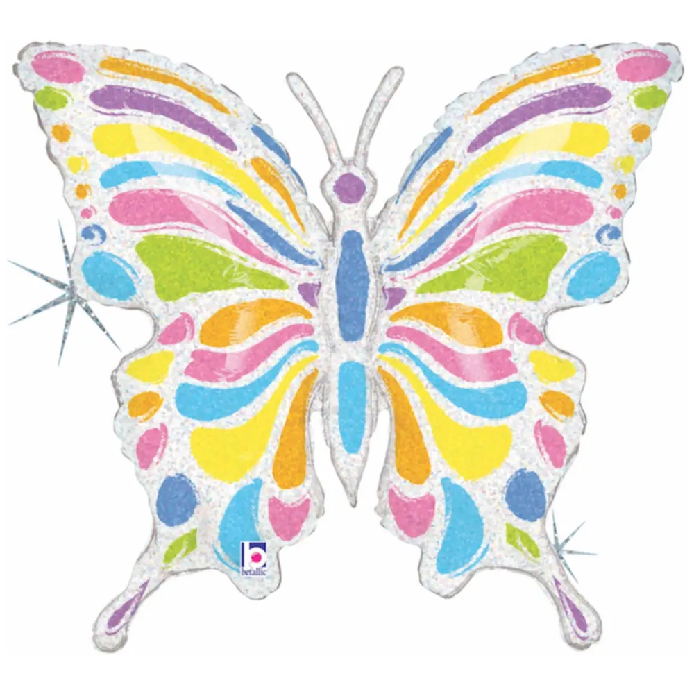 Balon Folie Figurina Fluturas Holografic Glitter 84 cm Grabo