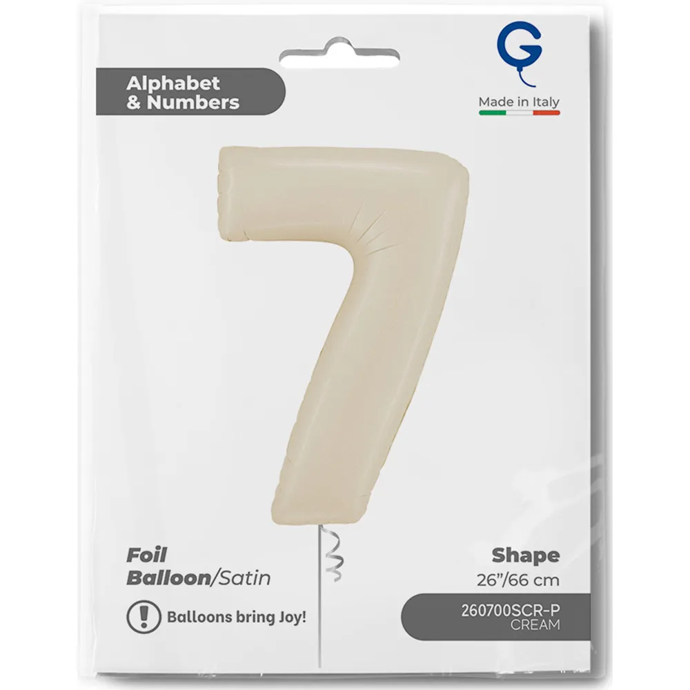 Balon Folie Cifra 7 Satin Cream 66cm