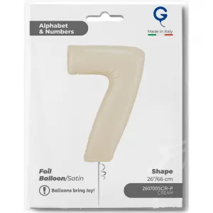Balon Folie Cifra 7 Satin Cream 66cm