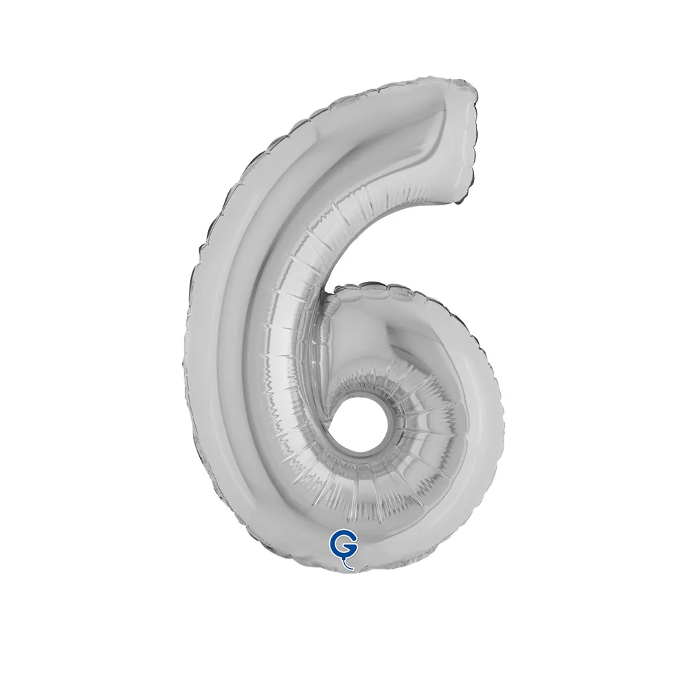 Balon Folie Cifra 6 Argintiu 36cm