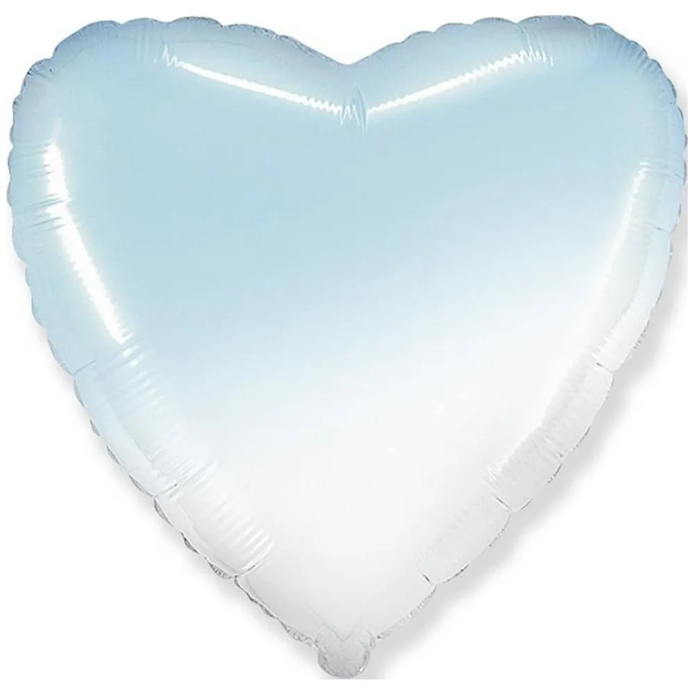 Balon Folie Inima Ombre Alb-Bleu 45cm