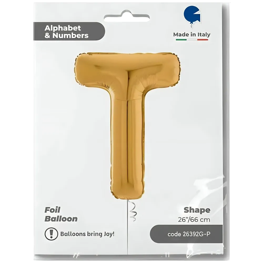 Balon Folie LITERA T Auriu 66 cm Grabo