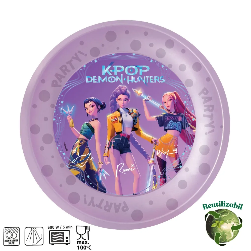 Set 4 Farfurii Reutilizabile 21cm K-POP Demon Hunters 98649
