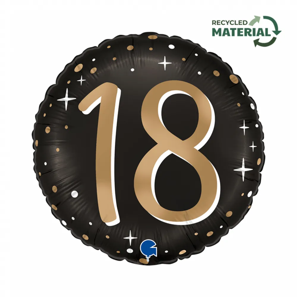 Balon Folie Rotund 18 ani Auriu 46cm