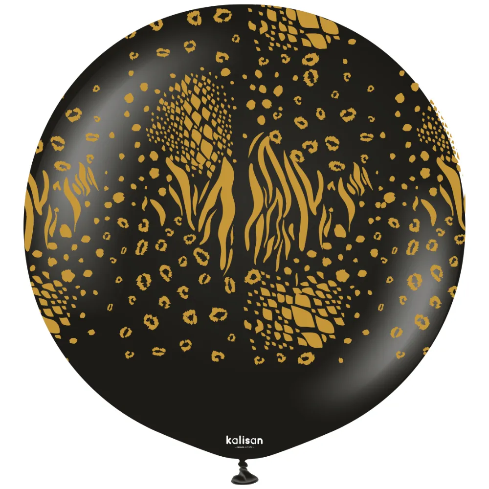 Balon latex jumbo 60cm Safari Mutant - Black Print - Gold