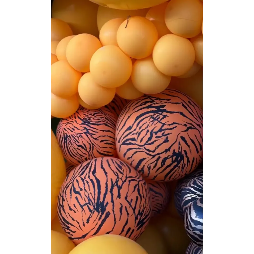 Baloane latex 30cm Safari Tiger N - Orange Print - Black