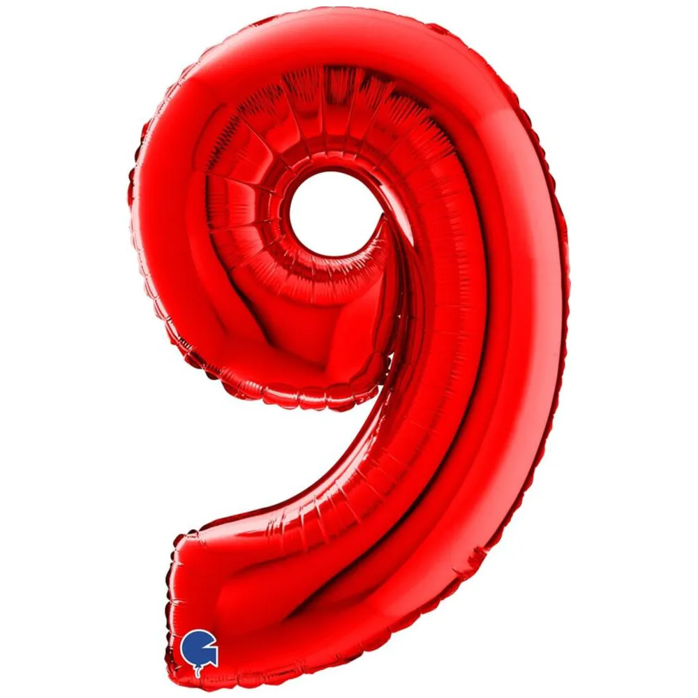 Balon Folie CIFRA 9 Rosu 66 cm Grabo