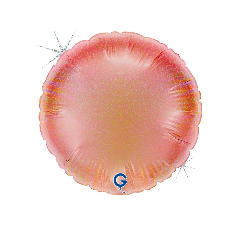 Balon Folie Rotund Rose Gold Holografic 10 cm Grabo