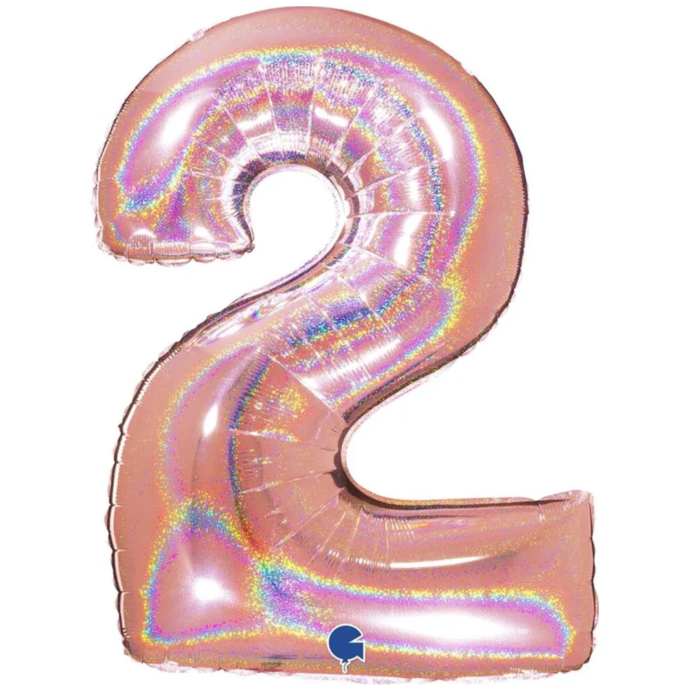 Balon Folie Jumbo CIFRA 2 Rose Gold Glitter 102 cm Grabo