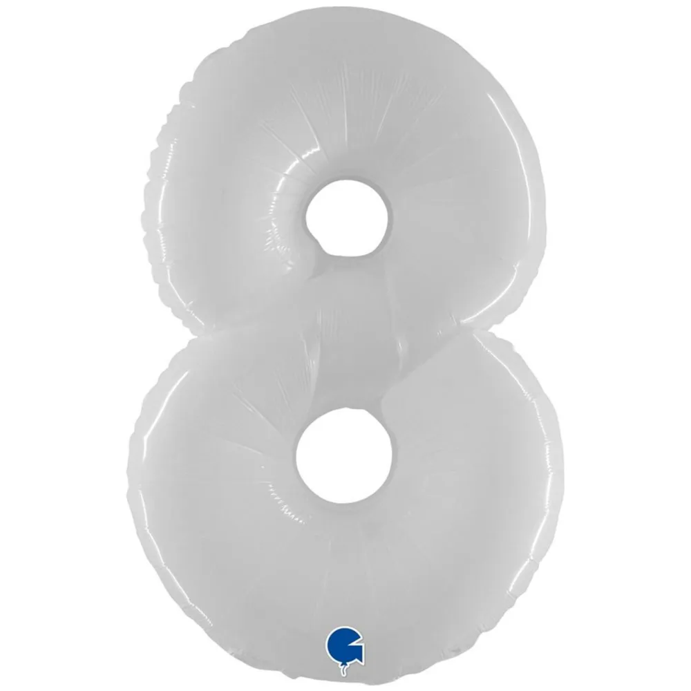 Balon Folie Jumbo CIFRA 8 Shiny White 102 cm Grabo
