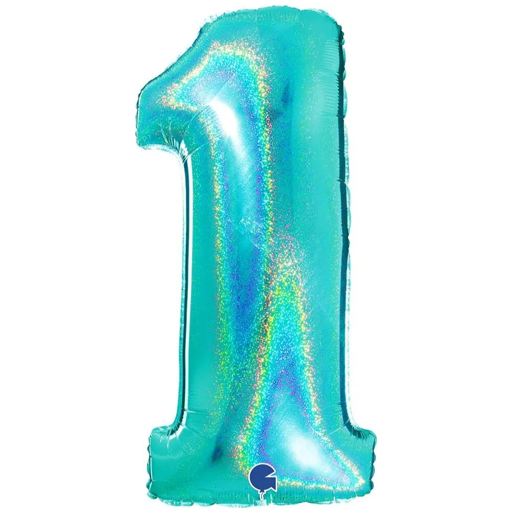 Balon Folie Jumbo CIFRA 1 Tiffany Glitter 102 cm Grabo